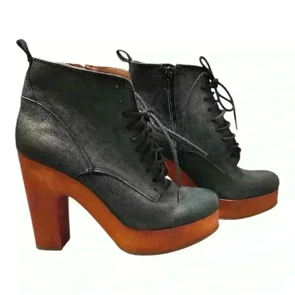 Lucky Brand TAFARI leather platform lace-up ankle booties – black, size 7.5 - Picture 6 of 8